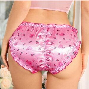 NEW Ruffle Satin Floral Heart Panties